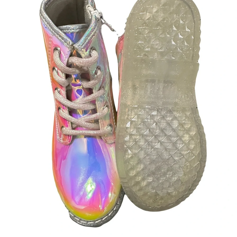 The Children’s Place Girls Holographic Combat boots - NWT